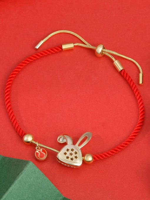 YOUH Brass Cubic Zirconia Rabbit Dainty Adjustable Bracelet 1