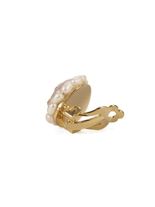 ACCA Brass Freshwater Pearl Flower Vintage Clip Earring 3