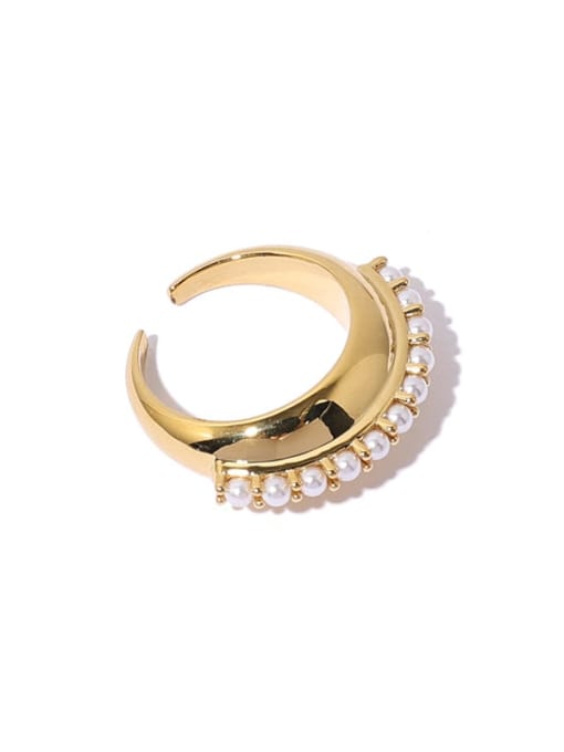 ACCA Brass Imitation Pearl Geometric Vintage Stackable Ring