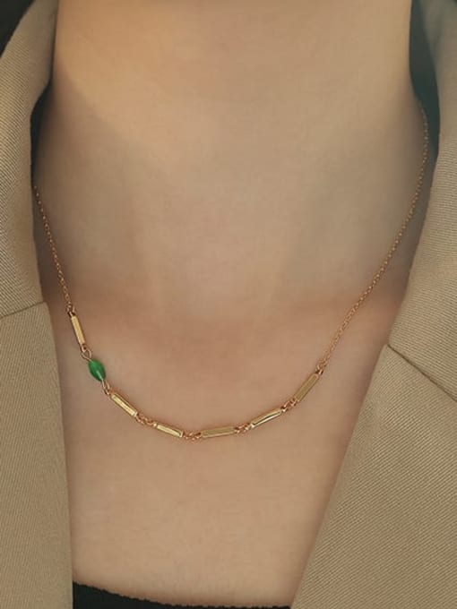 Five Color Brass Geometric Vintage Splicing  Necklace 1