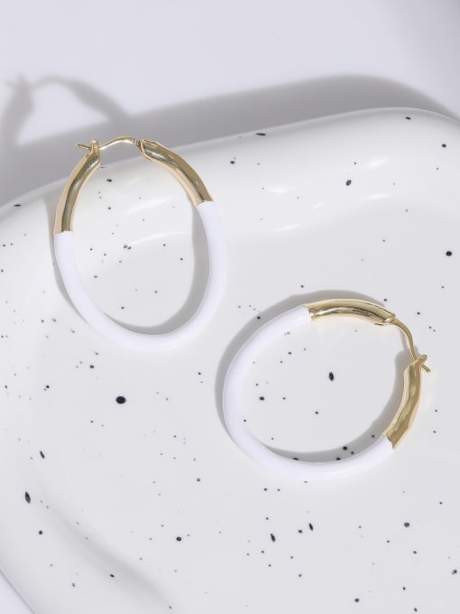 14k gold Brass Enamel Geometric Minimalist Hoop Earring