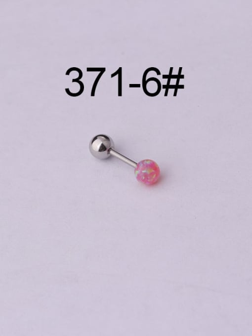 6 Titanium Steel Opal Round Hip Hop Stud Earring(Single Only One)