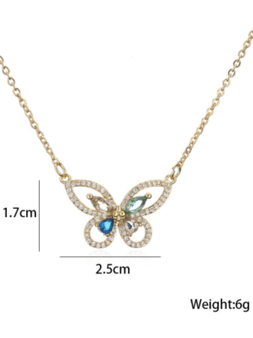 AOG Brass Cubic Zirconia Vintage Butterfly  Pendant Necklace 2