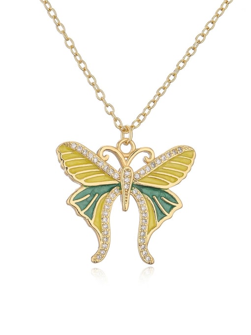 22239 Brass Enamel Butterfly Vintage Necklace