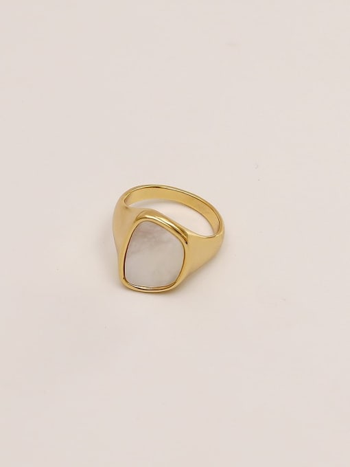 HYACINTH Brass Shell Geometric Minimalist Band Fashion Ring 3