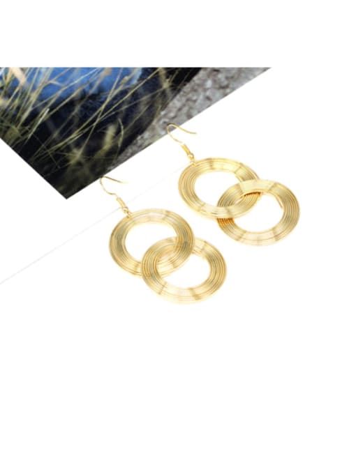 gold Copper Hollow Round Minimalist Hook Trend Korean Fashion Earring