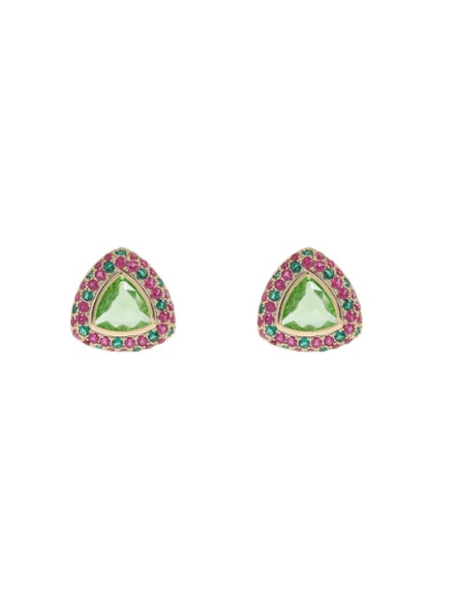 OUOU Brass Cubic Zirconia Triangle Luxury Cluster Earring 0