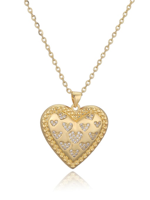 24550 Brass Cubic Zirconia Heart Trend Necklace