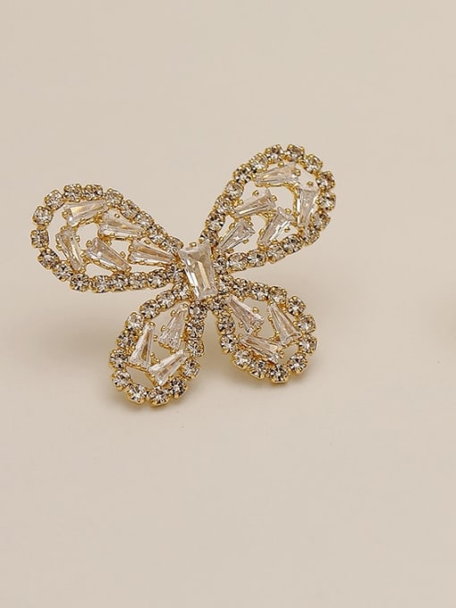 14k Gold Brass Cubic Zirconia Butterfly Vintage Stud Trend Korean Fashion Earring