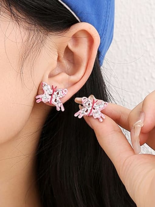 Five Color Brass Enamel Butterfly Cute Stud Earring 1