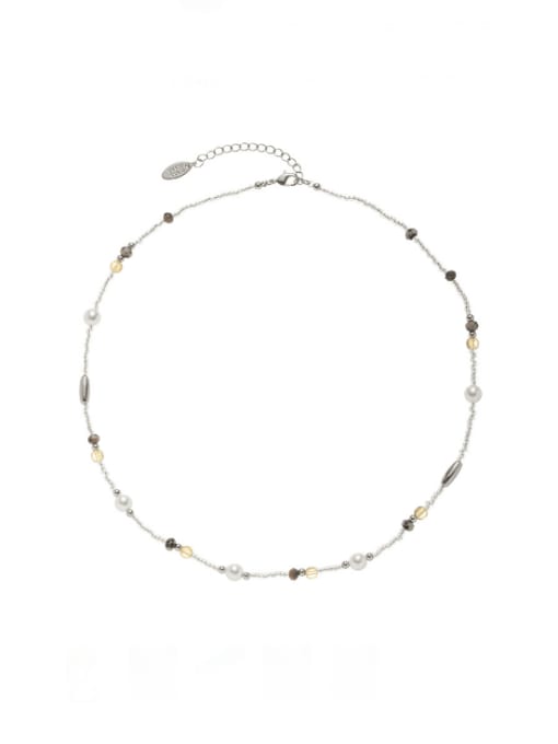 necklace Brass Imitation Pearl Irregular Hip Hop Beaded Necklace