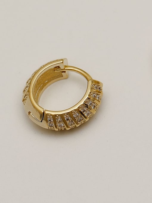 HYACINTH Brass Cubic Zirconia Geometric Vintage Huggie Trend Korean Fashion Earring 1