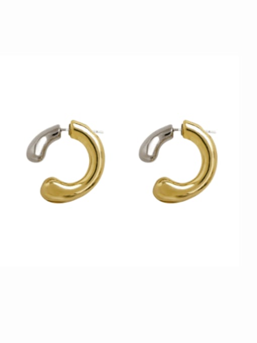 HYACINTH Brass Geometric Vintage  C Shape Stud Earring
