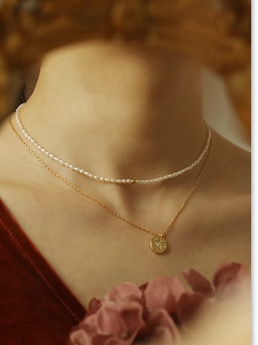 ACCA Brass Freshwater Pearl Irregular Minimalist Necklace 1