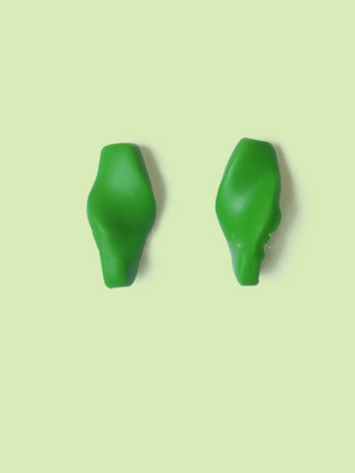 green Alloy Enamel Irregular Cute Stud Earring