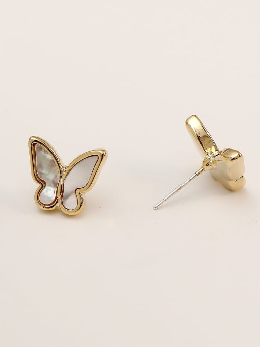 14k Gold Brass Shell Butterfly Cute Clip Trend Korean Fashion Earring