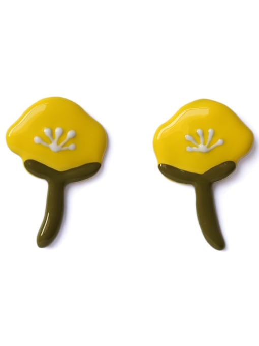 Five Color Alloy Enamel Flower Minimalist Stud Earring 1