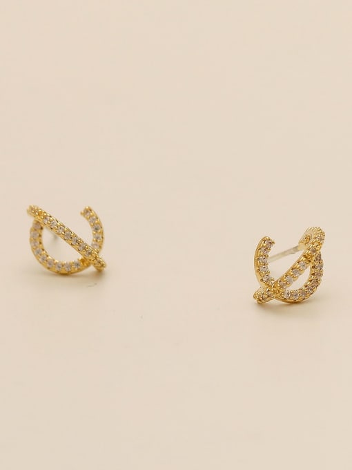 HYACINTH Brass Cubic Zirconia Irregular Minimalist Stud Trend Korean Fashion Earring 4
