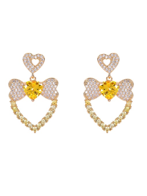 OUOU Brass Cubic Zirconia Heart Luxury Drop Earring 4