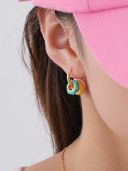 Five Color Brass Enamel Minimalist Geometric Earring and Necklace Set 1