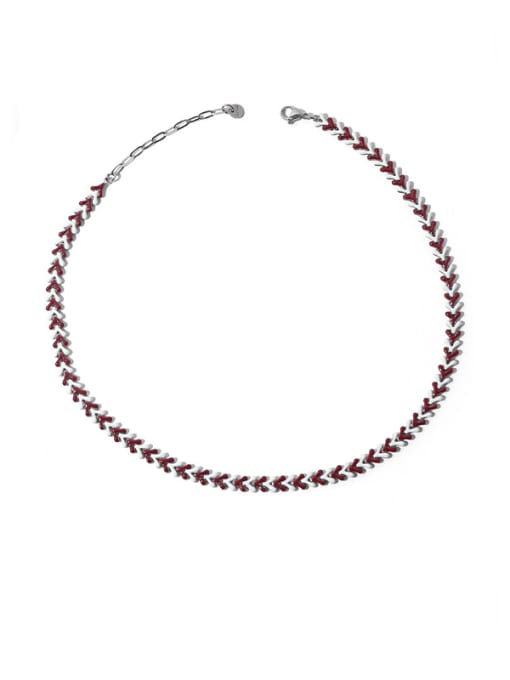 Red and white oil dripping Necklace Titanium Steel Enamel Irregular Vintage Necklace