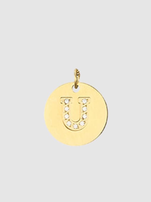U 14 K gold Titanium 26 Letter Minimalist round pendant Necklace