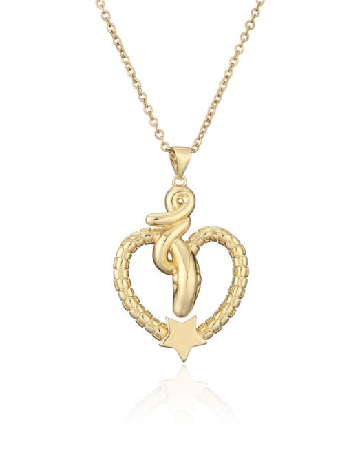 20551 Brass Vintage Snake Pendant Necklace