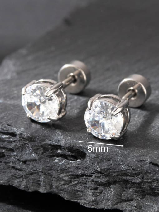 5mm Steel (pair) Stainless steel Cubic Zirconia Geometric Minimalist Stud Earring