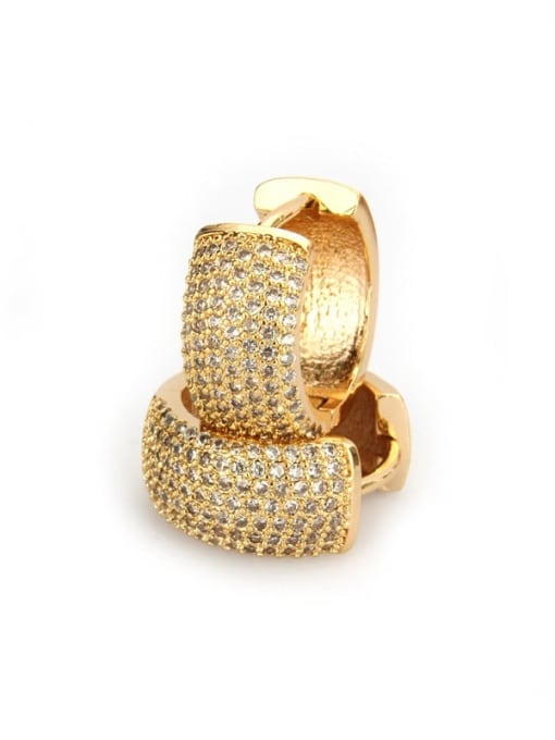 Gold plated white zirconium Brass Cubic Zirconia Round Dainty Hoop Earring