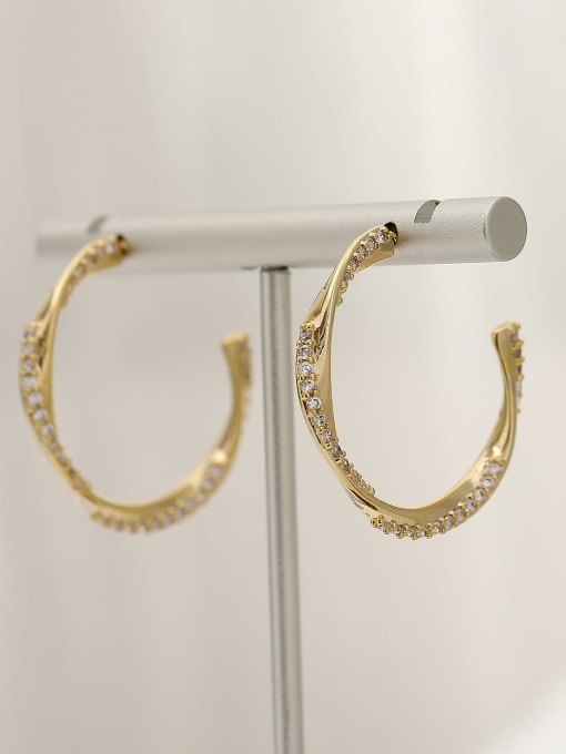 HYACINTH Brass Cubic Zirconia Geometric Hip Hop Hoop Trend Korean Fashion Earring 0
