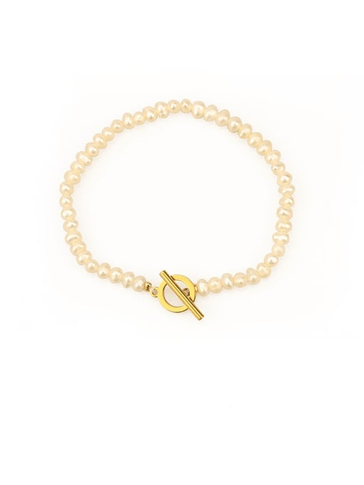 ACCA Brass Freshwater Pearl Geometric Vintage Bracelet
