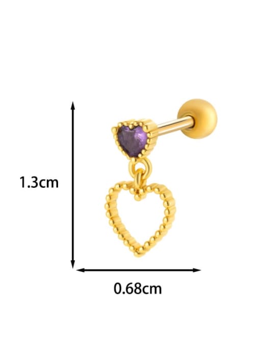 12 #  Gold--Single Brass Cubic Zirconia Heart Bow-Knot Cute Single Earring