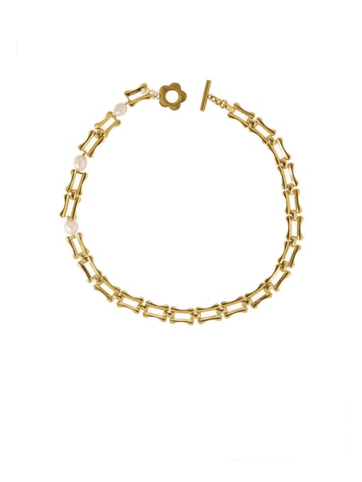 (pre sale) gold Brass Freshwater Pearl Geometric Minimalist Necklace