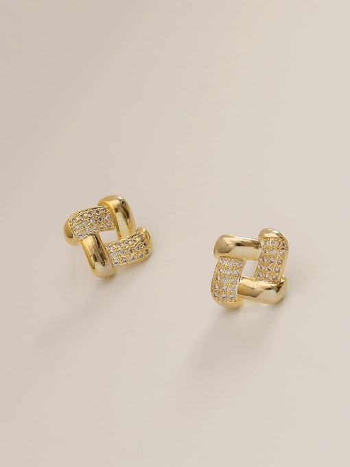 HYACINTH Brass Cubic Zirconia Geometric Vintage Stud Trend Korean Fashion Earring 2