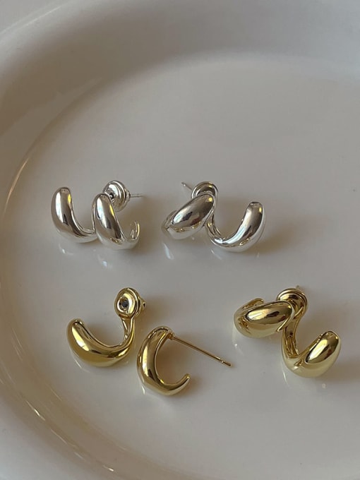 ZRUI Brass Irregular Minimalist Stud Earring 2