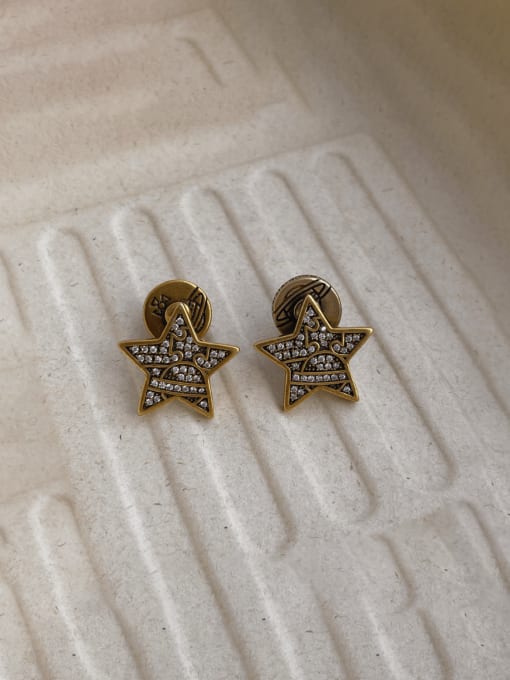 Vintage Gold S 118 Brass Pentagram Vintage Stud Earring