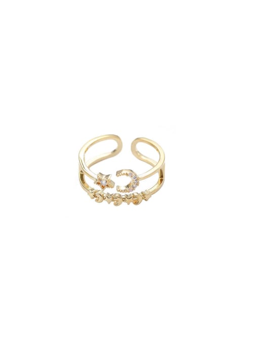 YOUH Brass Cubic Zirconia Star Dainty Band Ring 0