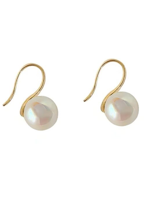 HYACINTH Brass Imitation Pearl Geometric Minimalist Hook Earring 1