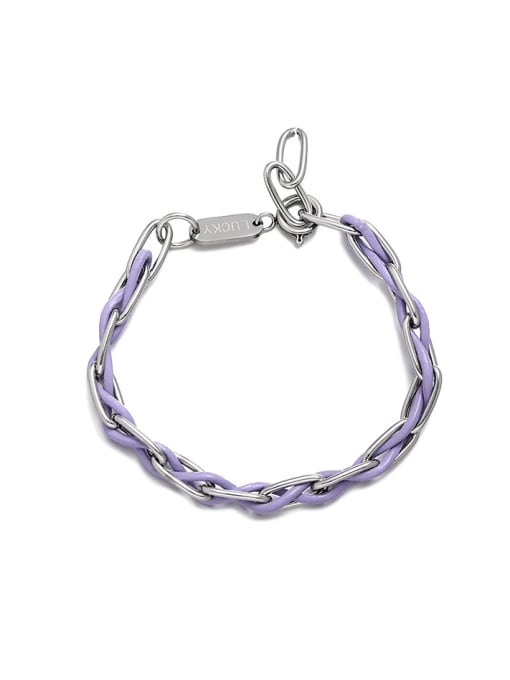 purple Titanium Steel Enamel Geometric Bohemia Strand Bracelet