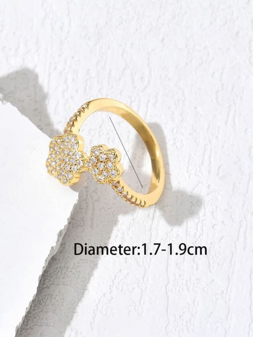 AOG Brass Cubic Zirconia Flower Dainty Band Ring 2