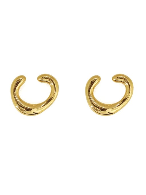 Gold (single) Brass Smooth Geometric Minimalist Clip Earring(Single)