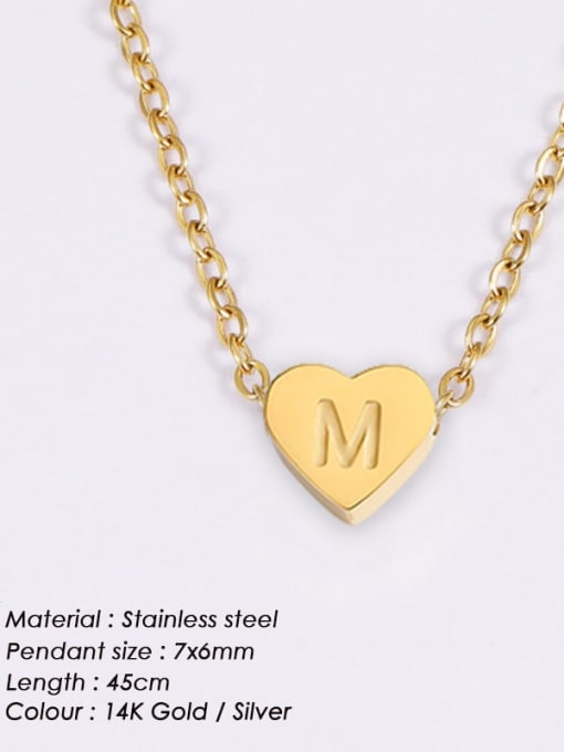 M Gold Stainless steel Letter Minimalist Necklace