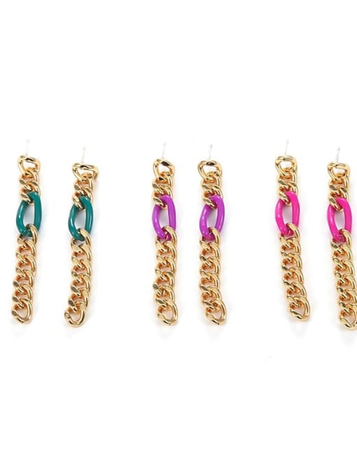 Five Color Brass Enamel Tassel Vintage Threader Earring 0