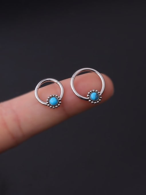 HISON Stainless steel Turquoise Geometric Vintage Nose Rings 3