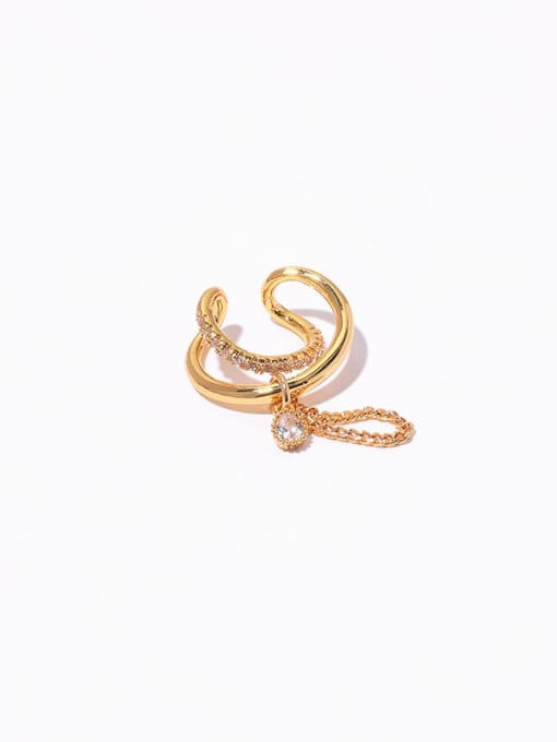 Gold ((Single -Only One) Brass Water Drop Vintage Single Tassel  Earring(Single -Only One)