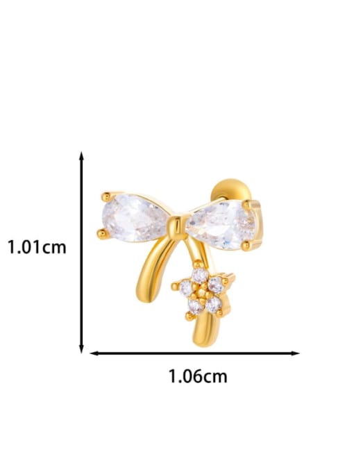 8 golden yellow Stainless steel Cubic Zirconia Heart Trend Single Earring