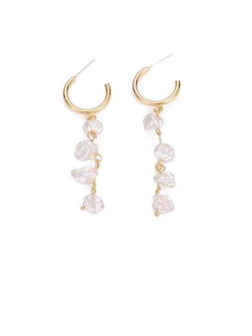 Long earrings Brass Freshwater Pearl Tassel Vintage Drop Earring