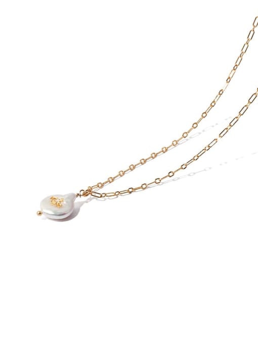 Five Color Brass Freshwater Pearl Irregular Vintage Necklace 0