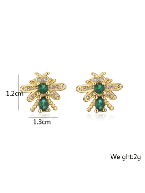 AOG Brass Cubic Zirconia Animal Cute Butterfly Bee Stud Earring 2