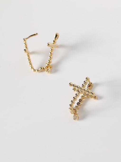 HYACINTH Brass Bead Cross Minimalist Stud Trend Korean Fashion Earring 2